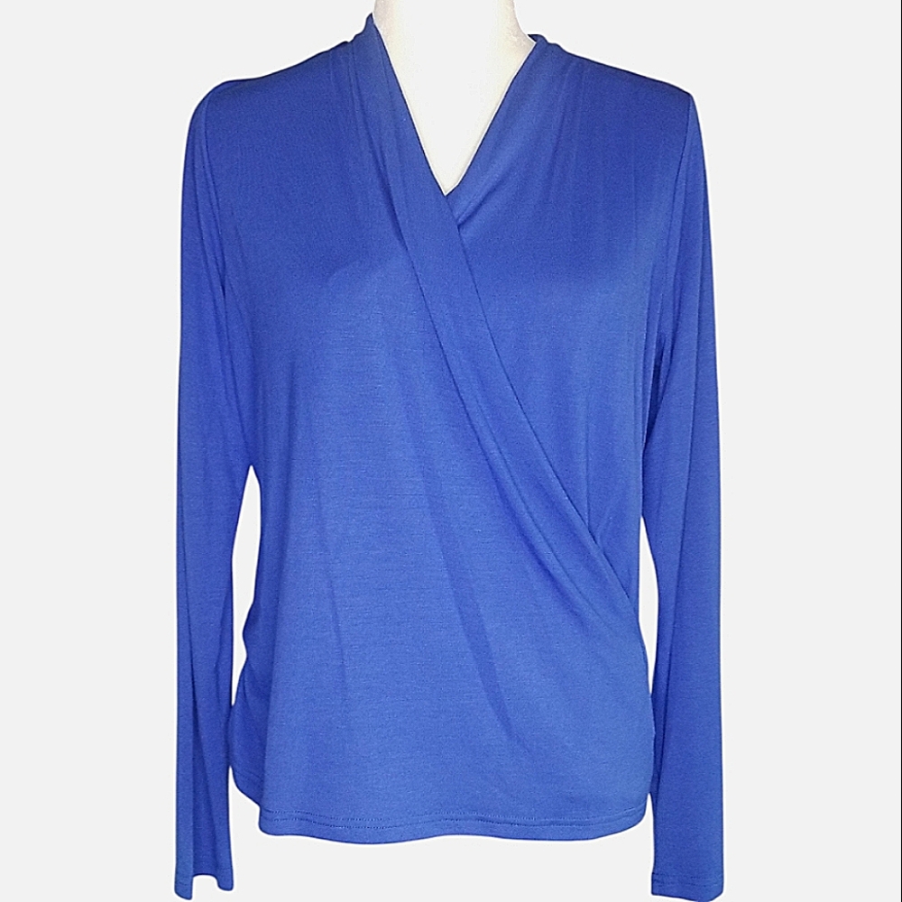 Banana Republic Blue Long Sleeve Wrap Top